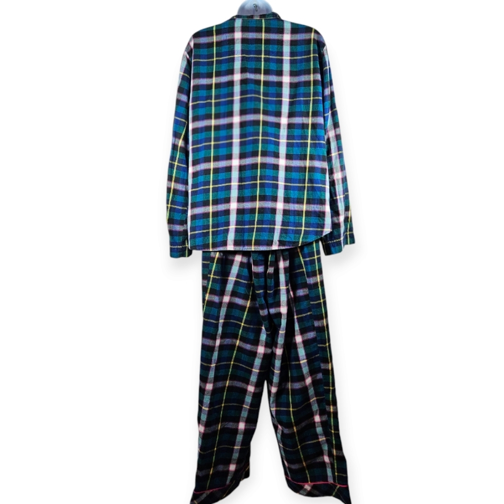 Victoria's Secret green purple blue pink plaid flannel pajamas Womens Large - Picture 3 of 5